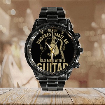 Discover Guitar Player Gift Vintage Guitarist Calendar Steel Band Watch
