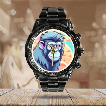 Discover Ape Monkey Illustration Calendar Steel Band Watch
