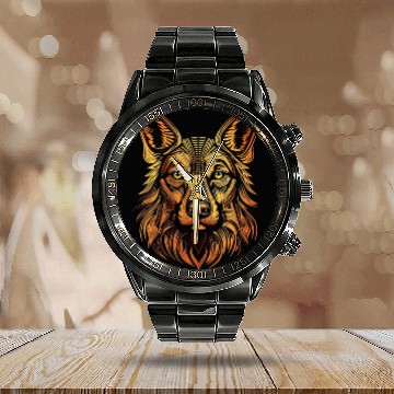Discover German Shepherd Funny Dog Street Art Comic Pet Calendar Steel Band Watch