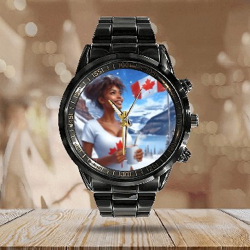 Discover Canadian Winter Snow in Banff Canada Calendar Steel Band Watch