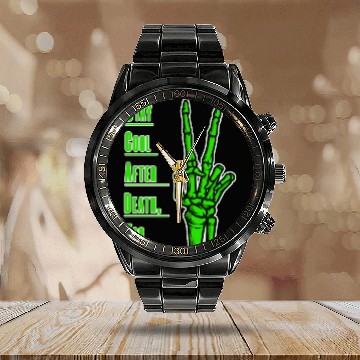 Discover Cool Hand Skeleton Art. Calendar Steel Band Watch