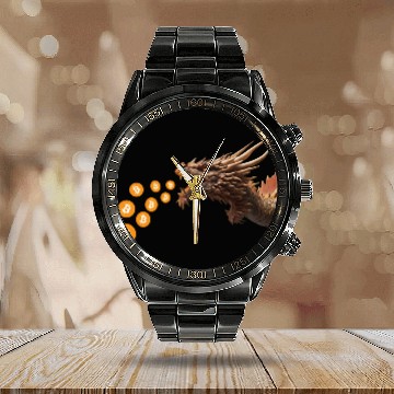 Discover Bitcoin dragon Calendar Steel Band Watch