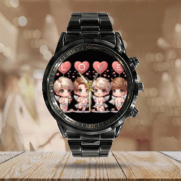 Discover Cute Cupid Cherub Angel Low Poly Valentine's Calendar Steel Band Watch