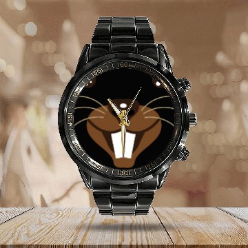 Discover Groundhog Face Rodent Happy Groundhog Day Calendar Steel Band Watch