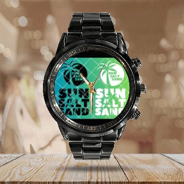 Discover Salt, Sand & Sun salt in the air Calendar Steel Band Watch