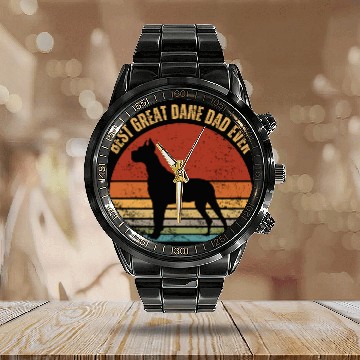 Discover Best Great Dane Dad Ever Calendar Steel Band Watch