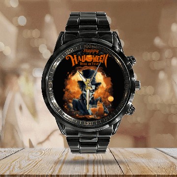 Discover Drink Or Treat Funny Happy Halloween Monster Calendar Steel Band Watch