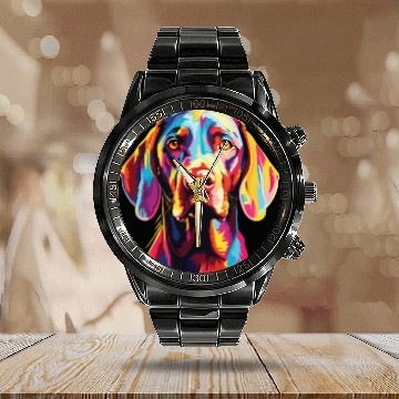 Discover Watercolor Colorful Vizsla Calendar Steel Band Watch