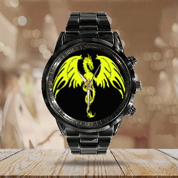 Discover Fantasy Dragon Anime Drakhuvud Mytiska reptil Calendar Steel Band Watch