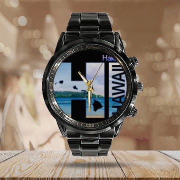 Discover 017916 Hakalau Hi Hawaii Aloha State Vacation Calendar Steel Band Watch