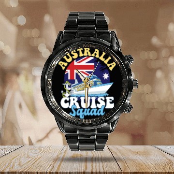 Discover Australia Cruise Squad Family Vacation Trip Calendar Steel Band Watch