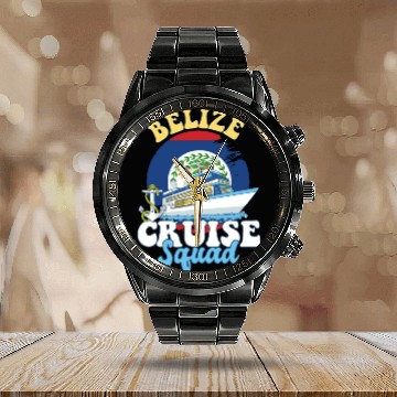 Discover Belize Cruise Squad Family Vacation Trip Calendar Steel Band Watch