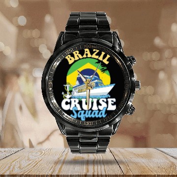 Discover Brazil Cruise Squad Family Vacation Trip Calendar Steel Band Watch