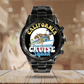 Discover California Cruise Squad Family Vacation Trip Calendar Steel Band Watch