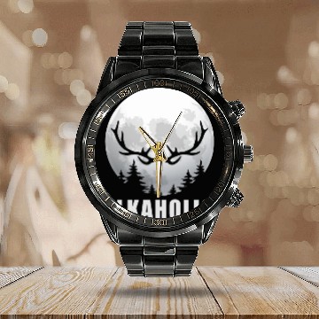 Discover Elk Hunting Elkaholic Hunters Calendar Steel Band Watch