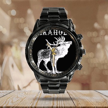 Discover Elk Hunting Elkaholic Hunters Calendar Steel Band Watch
