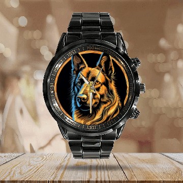 Discover German Shepherd Funny Dog Street Art Comic Pet Calendar Steel Band Watch