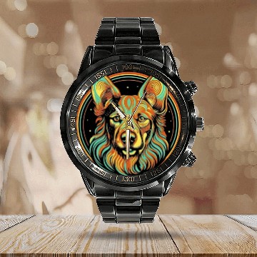 Discover German Shepherd Funny Dog Street Art Comic Pet Calendar Steel Band Watch