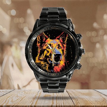 Discover German Shepherd Funny Dog Street Art Comic Pet Calendar Steel Band Watch