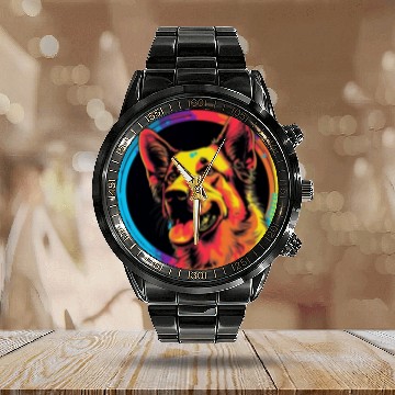 Discover German Shepherd Funny Dog Street Art Comic Pet Calendar Steel Band Watch