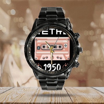 Discover Retro Tape Music Nostalgia Vintage 1950 Calendar Steel Band Watch
