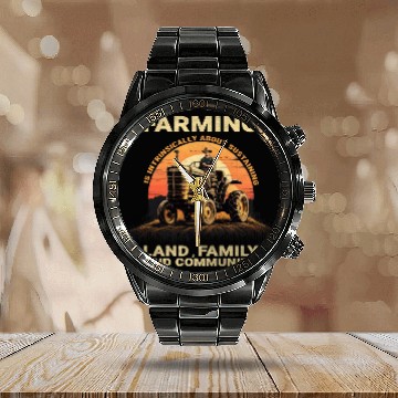 Discover Farming Family Calendar Steel Band Watch