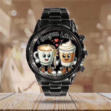 Discover The perfect Valentine's Day gift I love you latte Calendar Steel Band Watch
