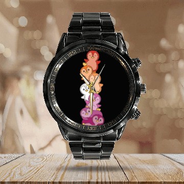 Discover Lesbian Flag Pride Lgbtq Cute Penguin Calendar Steel Band Watch