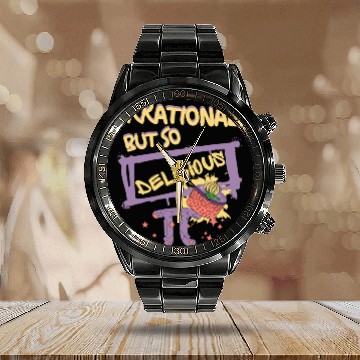 Discover Funny Quote Irrational But So Delicious For Pi Day Calendar Steel Band Watch