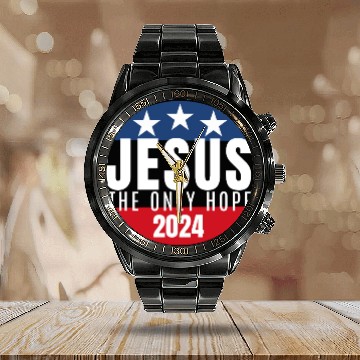 Discover Jesus the Only Hope 2024 Election Calendar Steel Band Watch