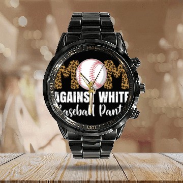 Discover Leopard Baseball Mom Calendar Steel Band Watch