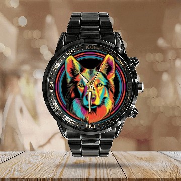 Discover German Shepherd Funny Dog Street Art Comic Pet Calendar Steel Band Watch
