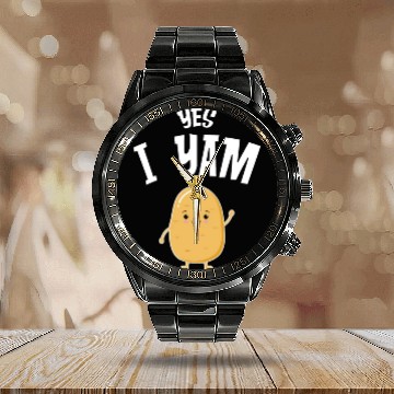 Discover My Sweet Potato, Yes I yam Calendar Steel Band Watch