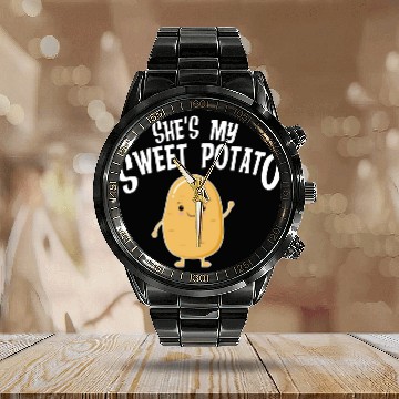 Discover She's My Sweet Potato Calendar Steel Band Watch