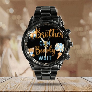 Discover Brother Can Bearly Wait Baby Shower Calendar Steel Band Watch