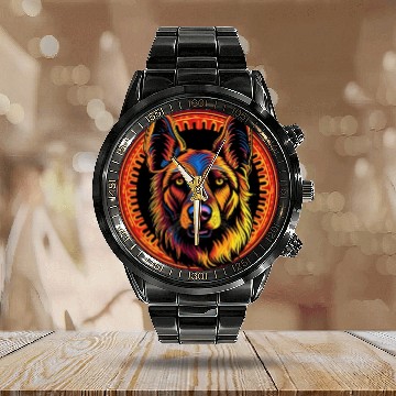 Discover German Shepherd Funny Dog Street Art Comic Pet Calendar Steel Band Watch
