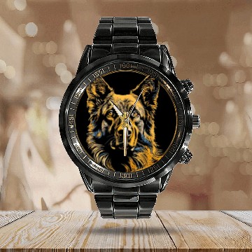Discover German Shepherd Funny Dog Street Art Comic Pet Calendar Steel Band Watch