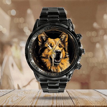 Discover German Shepherd Funny Dog Street Art Comic Pet Calendar Steel Band Watch
