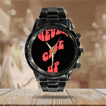 Discover Never Give UP Calendar Steel Band Watch