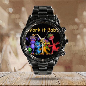 Discover Funny Cartoon Monster Motivation Gym Wear Calendar Steel Band Watch