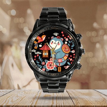 Discover Whimsical Dog and Bird Calendar Steel Band Watch