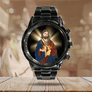 Discover sacred heart of jesus Calendar Steel Band Watch