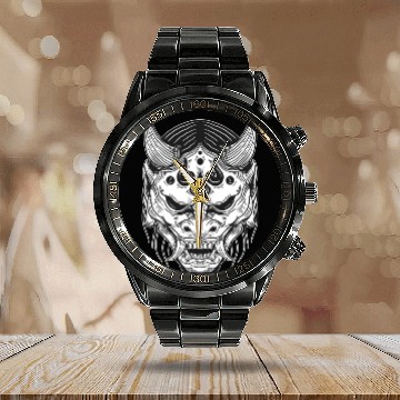 Discover Japanese Devil Skull Mask Art Calendar Steel Band Watch