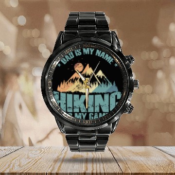 Discover Dad is my Name Hiking is my Game Nature Hobby Calendar Steel Band Watch