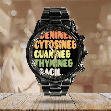 Discover Nucleobases Biology Teacher DNA Biologist Calendar Steel Band Watch