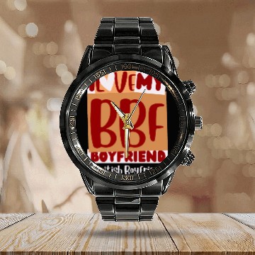 Discover British Boyfriend design i Love My bbf boyfriend Calendar Steel Band Watch