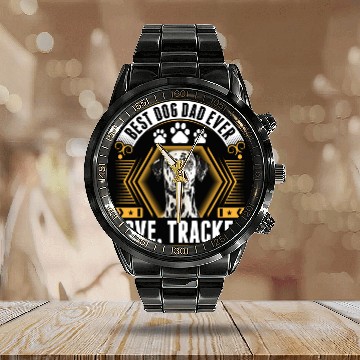 Discover Best Great Dane Dog Dad Ever Love Tracker Calendar Steel Band Watch