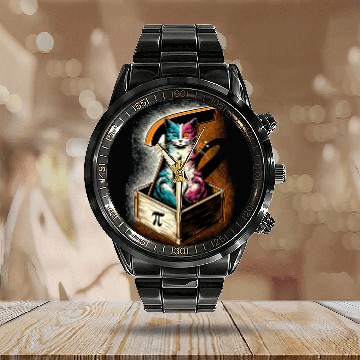 Discover Funny Pi Day 2024 3,14 Pi Number Symbol Math Calendar Steel Band Watch
