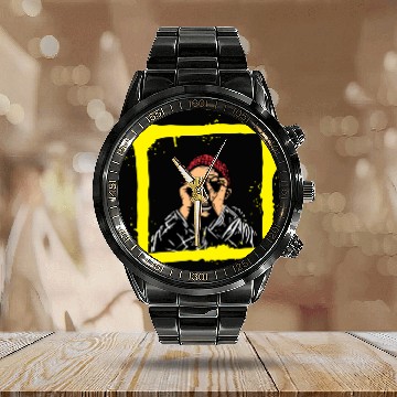 Discover Yellow Brown Red Colorful Graffiti Illustration Calendar Steel Band Watch