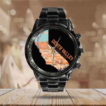 Discover DEATH VALLEY NATIONAL PARK Calendar Steel Band Watch